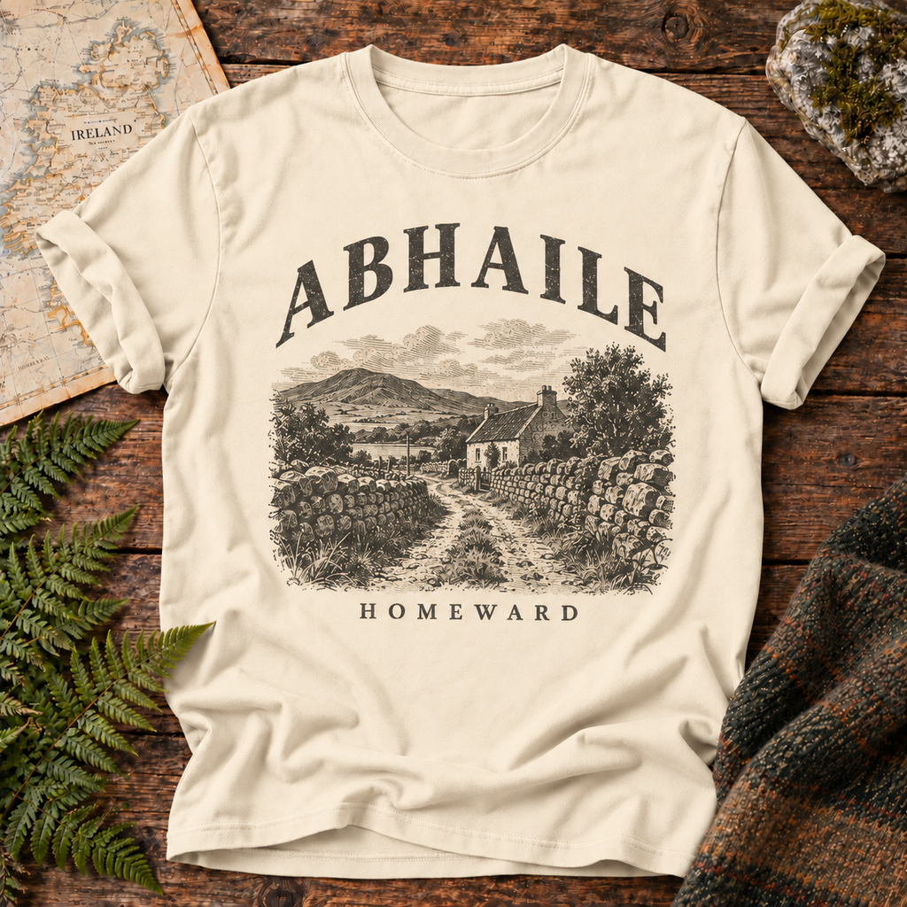Abhaile Homeward T-Shirt — Ivory — Áit Standard Catalog Mockup v1 realistic