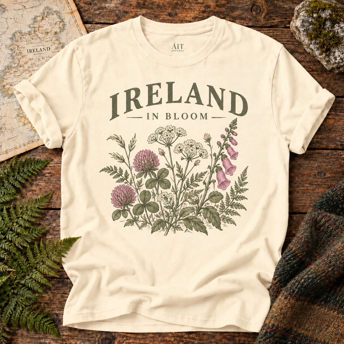 Ireland in Bloom T-Shirt — Ivory — Áit Standard Catalog Mockup v1