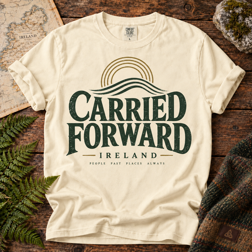 Carried Forward Ireland T-Shirt — Ivory — Áit Standard Catalog Mockup v1