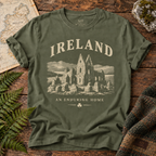 Enduring Home Ireland T-Shirt — Moss — Áit Standard Catalog Mockup v1
