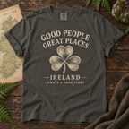 Good People Great Places Ireland T-Shirt — Pepper — Áit Standard Catalog Mockup v1