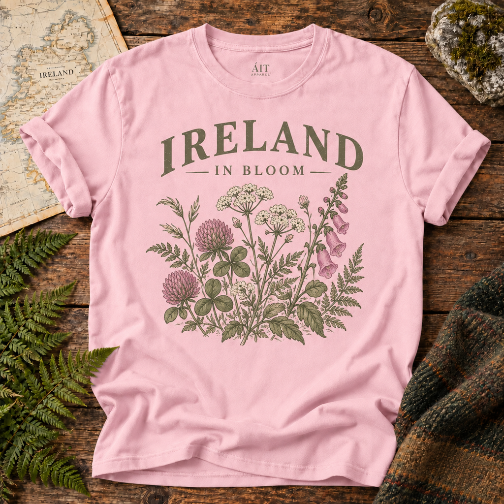 Ireland in Bloom T-Shirt — Blossom — Áit Standard Catalog Mockup v1
