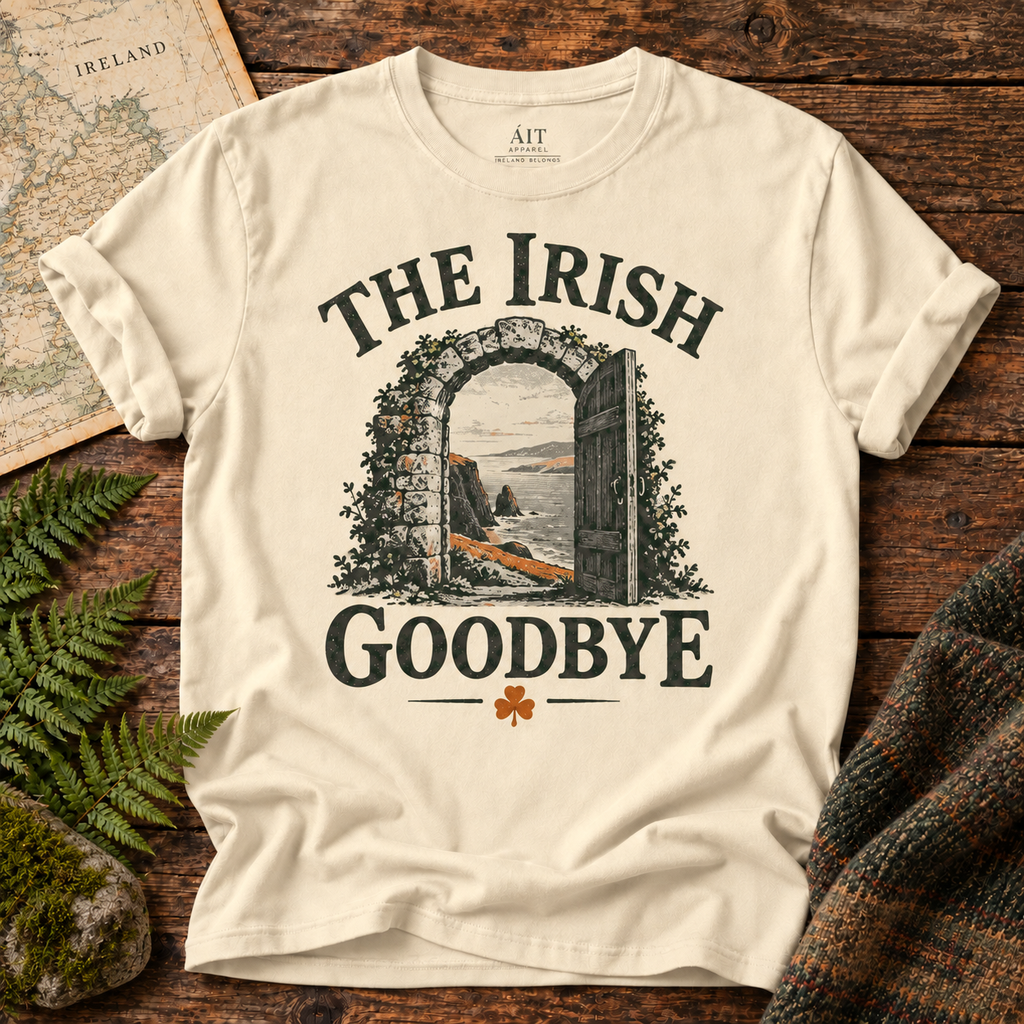 The Irish Goodbye T-Shirt — Ivory — Áit Standard Catalog Mockup v1