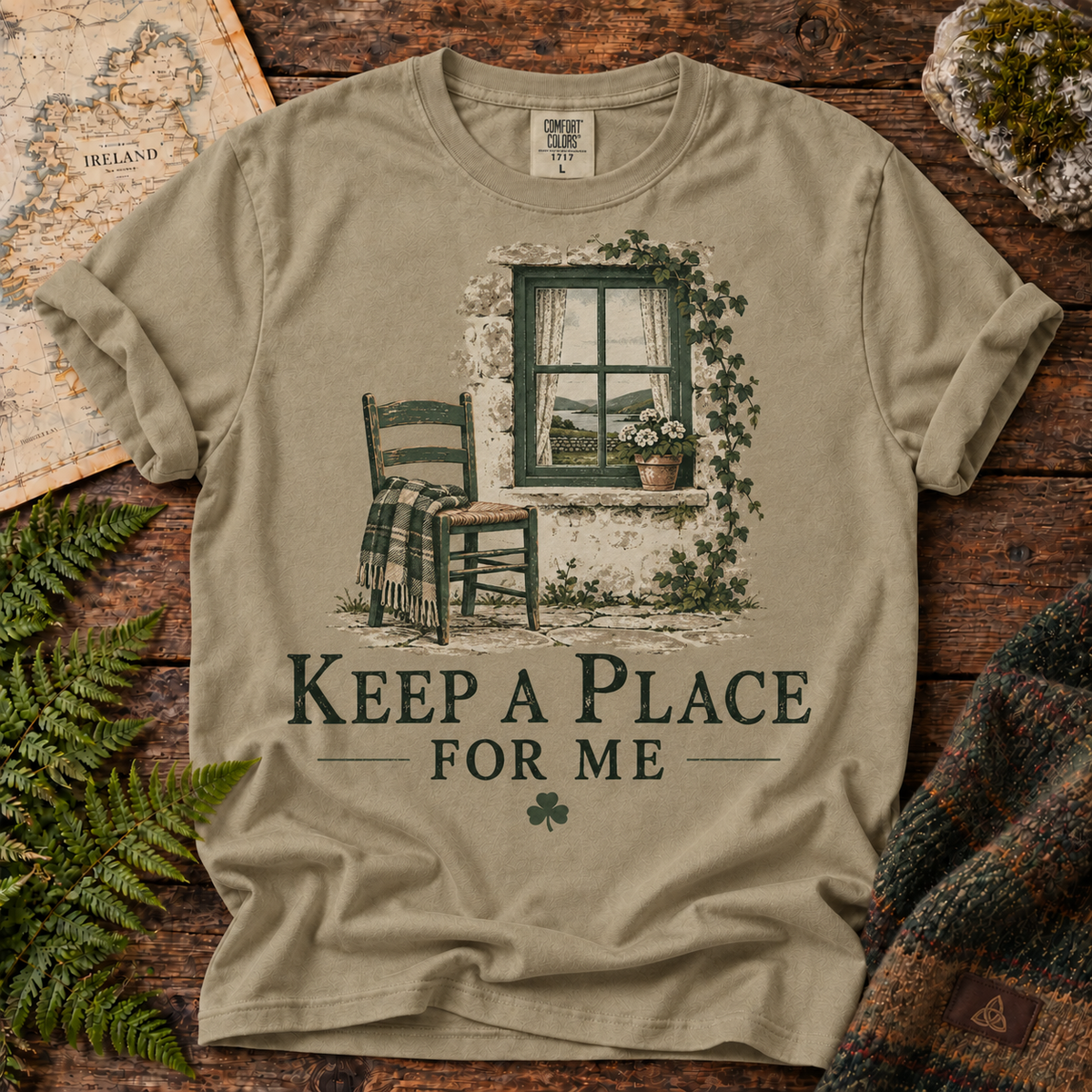 Keep a Place for Me T-Shirt — Sandstone — Áit Standard Catalog Mockup v1