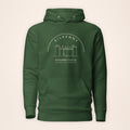 Kilkenny Castle forest green hoodie on a warm ivory background