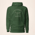 Kilkenny Castle forest green hoodie on a warm ivory background