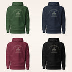 Longford St. Mel’s Cathedral Hoodie colours — forest green, navy, maroon and black