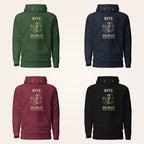 Mayo Dún Briste hoodie in forest green navy maroon and black