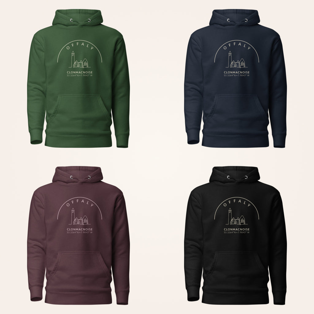 Offaly Clonmacnoise hoodie in forest green navy maroon and black