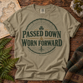 Passed Down Worn Forward T-Shirt — Sandstone — Áit Standard Catalog Mockup v1