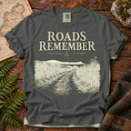 Roads Remember T-Shirt — Pepper — Áit Standard Catalog Mockup v1