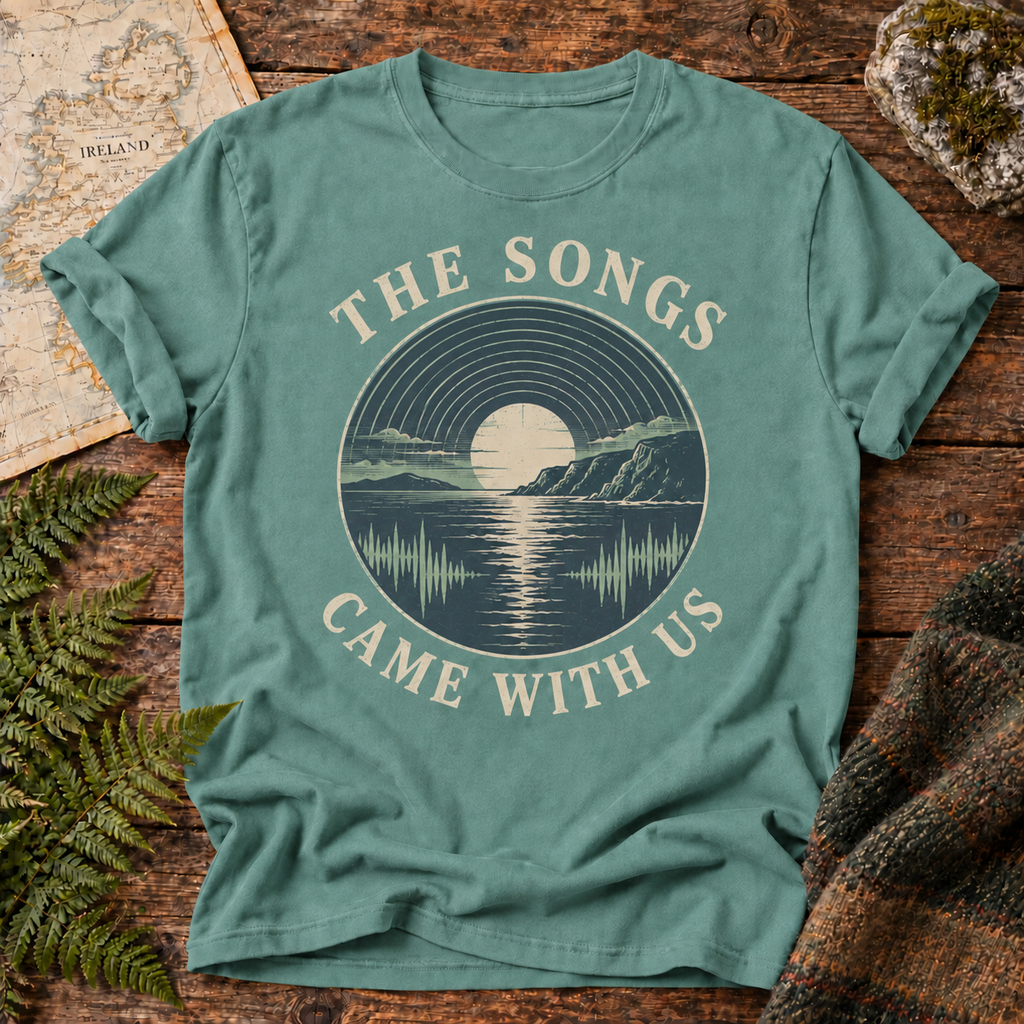 The Songs Came With Us T-Shirt — Seafoam — Áit Standard Catalog Mockup v1 realistic