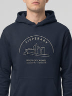 Navy blue hoodie with 'Tipperary Rock of Cashel' design on a white background